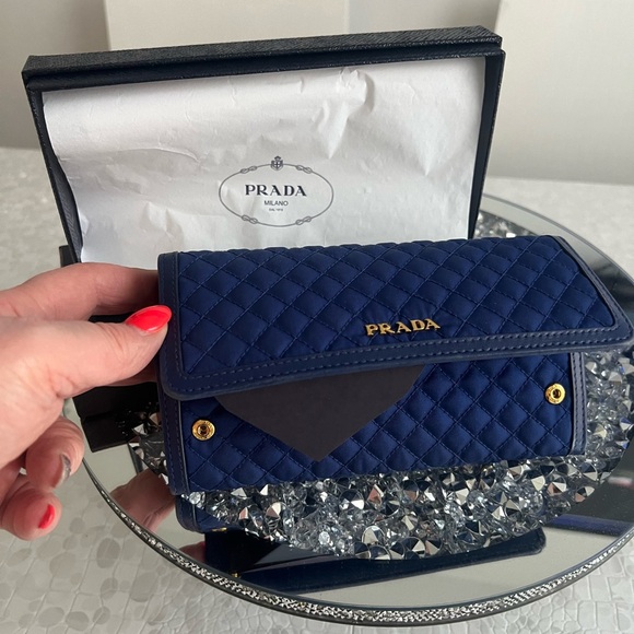 Prada Tessuto Quilted Nylon Continental Flap Wallet 1M1132, Blue - Picture 2 of 10